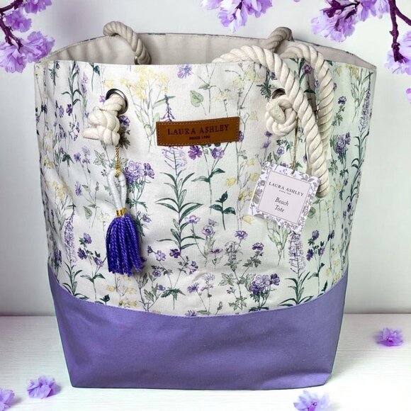 Laura Ashley Handbags - Laura Ashley EXTRA LARGE Floral Canvas Tote Beach  Bag